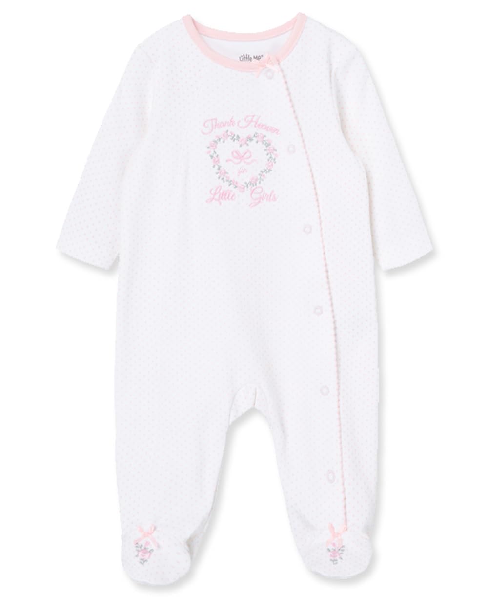 Little Me Clothes for Baby Girls' 100% Cotton Scratch-Free Tag Footie Sleeper, Preemie to 9 Months