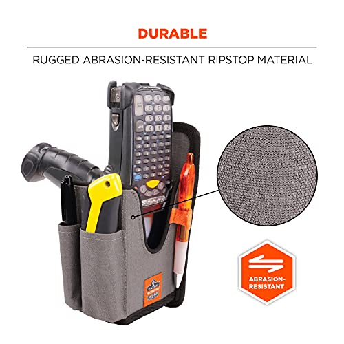 Image of Ergodyne Squids 5541 Barcode Scanner Holster Pouch for Gun Grip Mobile Computers, Holder for Handheld Bar Code Scanners, Belt Clip Attachment Gray Large