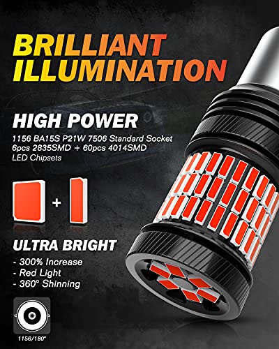 Ampoule LED P21W 1156 BA15S rouge feu de freinage 7506 1003 12V 24V OUSHI voiture
