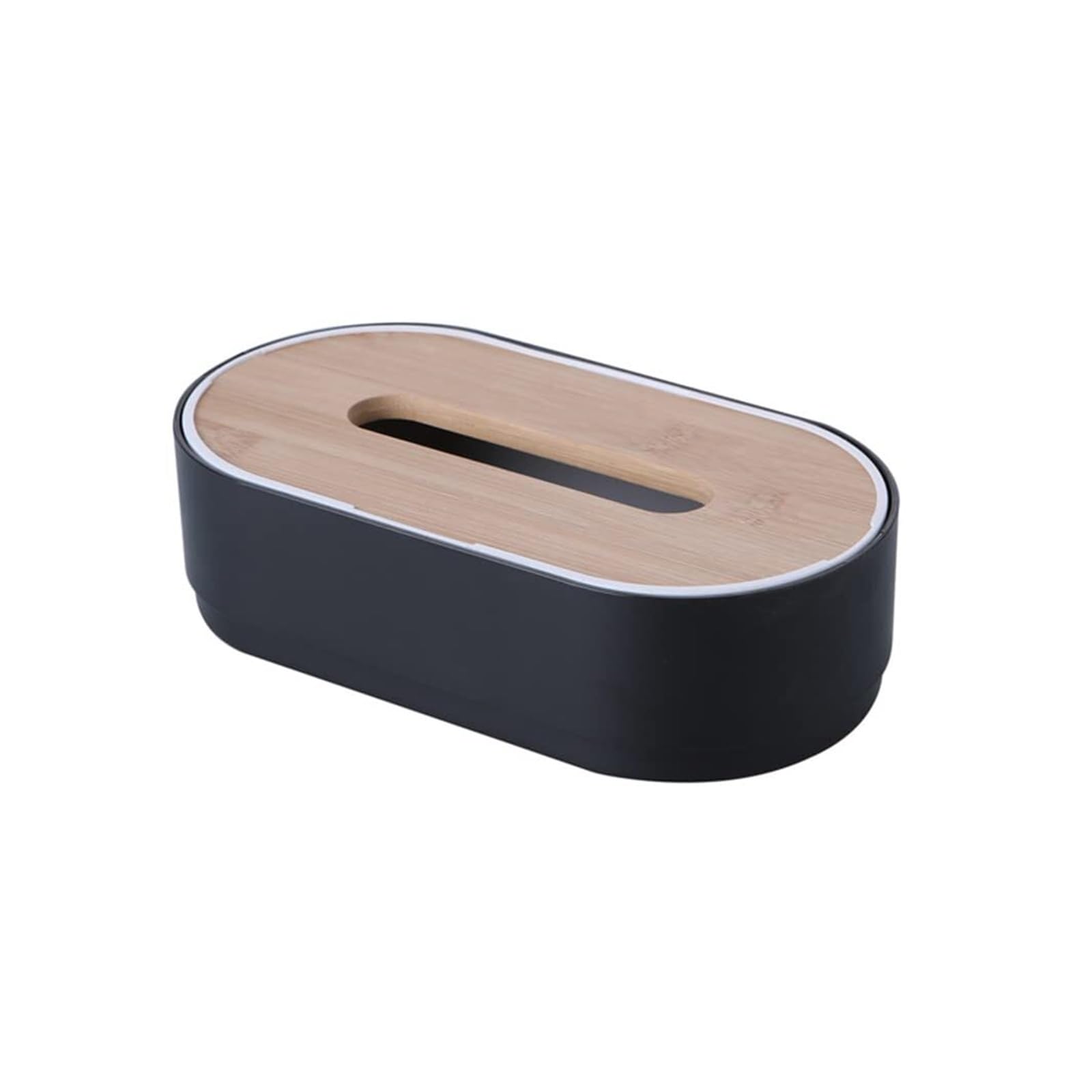 Tissue Dispenser Box Bamboo Facial Tissue Box Holder Creative Paper Dispenser Multipurpose Tabletop Napkin Apartment Must Haves(Black)