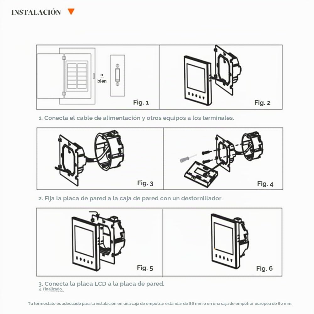 Termostato digital, termostato inteligente de pared, programable, pantalla táctil LCD, Wi-Fi, estilo moderno, control HVAC