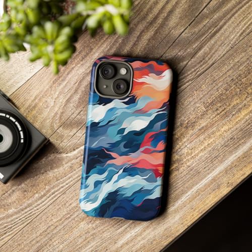 Coque iPhone 15 motif vagues multicolores pour style quotidien