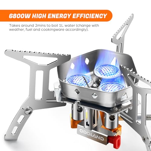 Odoland 6800W Windproof Camping Gas Stove, Portable Outdoor Camping Furnace, Folding Wild Camp Gas Burner, Backpacking Stove Suitable for Hiking, Camping, Trekking and Picnic - Image 3