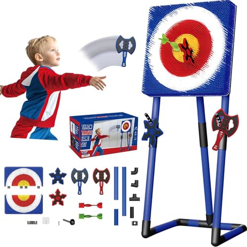 Juego de Lanzamiento de hachas para el Patio, Juego de Dardos Plegable con 2 hachas, 2 Dardos de Seis Estrellas y 2 Dardos, Ideal para Exteriores, para familias, Padres e Hijos
