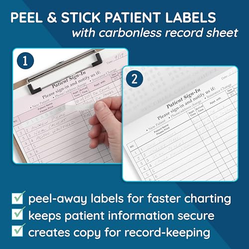 Image of Blue Summit Supplies 125 Patient Sign in Sheets, Carbonless 3 Part Forms with Peel Away Adhesive Labels, HIPAA Compliant for Privacy in Doctor, Medical, Dental Office, Burgundy, 125 Pack