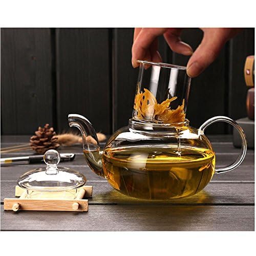Image of ANKUL 800ml Glass Teapot with Infuser, Borosilicate Glass Tea Kettle for Loose Leaf Tea, Transparent Teapot with Glass Removable Infuser,Microwavable and Stovetop Safe (Ankul - 13)