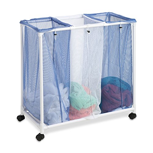 Honey-Can-Do HMP-01629 3 bag mesh laundry sorter, 30.5' x 15.3' x 30' , Blue/White