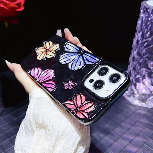 Coque fleur creuse 3D pour iPhone 14 Pro Max avec finition silicone plaqué de luxe