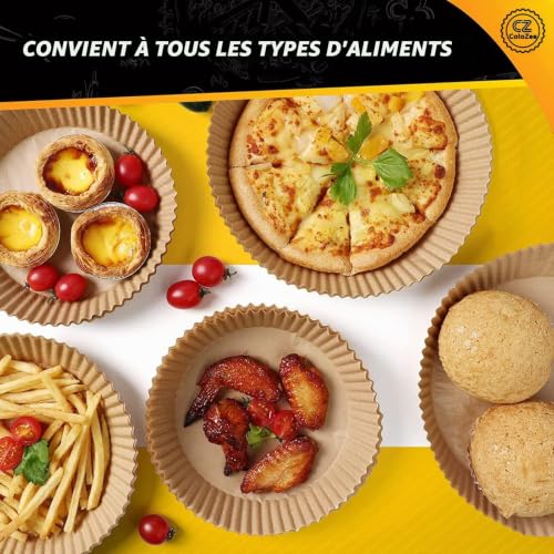 PAULOF PENG Papier Sulfurisé pour Air Fryer - 100 Feuilles Antiadhésives, 100% Pur Fibre de Bois (4.7-8L) - Papier Cuisson Air Fryer Sans Odeur, Résistant à l'Huile et à l'Eau (100PCS-20CM-R) – vue 5