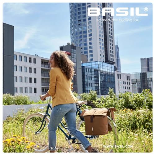 Basil City Doppeltasche – für Gepäckträger hinten – einfache Befestigung – 28–32 Liter – Grau