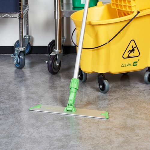 Image of Restaurantware-Clean Tek Professional 15.7 Inch Flat Mop Plate Frame, 1 Quick Connect Mop Frame for Wet Or Dry Pads - Pads Sold Separately, Durable, Green Aluminum Cleaning Pad Base