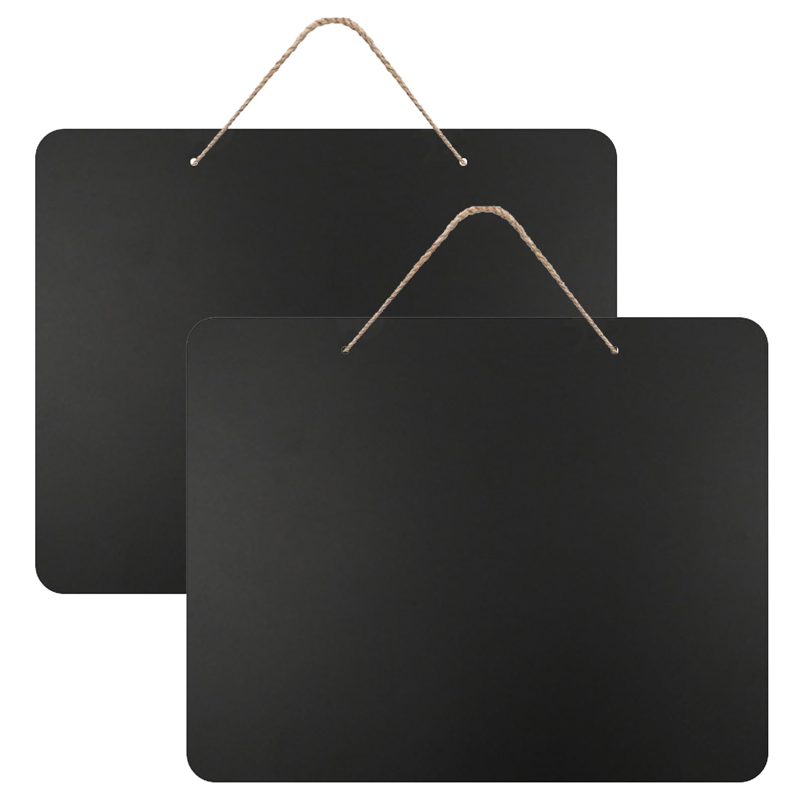 Hanging Chalk Board Signs for Wall, 25 x 20 cm Outdoor Hanging Chalkboard Signs Double Sided Black Message Board for Fence