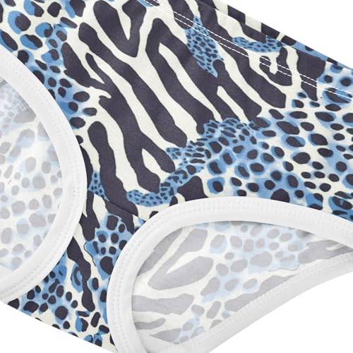 Wusikd Zebra Stripes Girls' Underwear Cotton Blue Leopard Spots Girls Briefs Soft Toddler Underwear 2T4