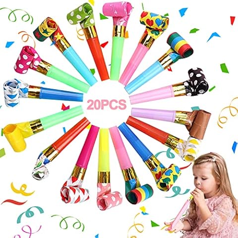 Favson Party Blowers, 20 Pcs Colourful & Fun Party Whistles, Musical Blowouts, for Kids Or Adults Party Horns Noisemakers Musical Blowouts Party, Birthdays, Weddings Cover