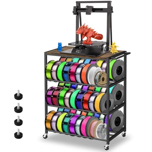 3D Printer Filament Storage - 3D Printer Holder Rack Cart Rolling Heavy Duty Printer Table, Filament Spools Organizer Stand with Wheels for 3D Printer Filaments ABS/PLA/TPU/Nylon Accessories