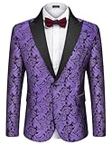 COOFANDY Mens Floral Tuxedo One Button Luxury Shiny Blazer Dinner Party Prom Wedding Suit Jacket