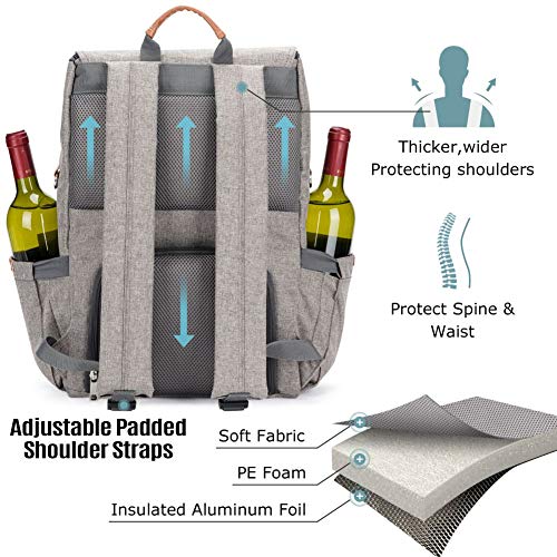 HappyPicnic Insulated Picknickrucksack für 4 Personen mit komplettem Geschirrset, geräumigem Kühlfach, Flaschenhaltern und großem wasserdichtem Picknick-Teppich – Bild 6