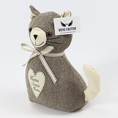Tilly The Cat Soft Weighted Fabric Door Stop, Cream - Image 2
