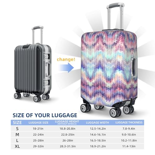 Imitation-Of-With-Melange-Effect-Chevron- Luggage Cover, Protective Washable Suitcase Cover - Travel Fashion Elastic Suitcase Protector Medium3