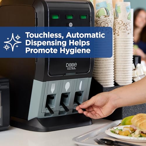 Image of DIXIE ULTRA SMARTSTOCK MINI TRI-TOWER CUTLERY DISPENSER BY GP PRO (GEORGIA-PACIFIC), SERIES-T, BLACK, DUSSTDSP3MINI