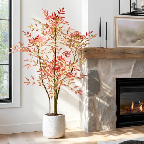 4.6ft Faux Bamboo Tree Artificial Nandina Tree Artificial Indoor Plants Realistic Fake Potted Tree...