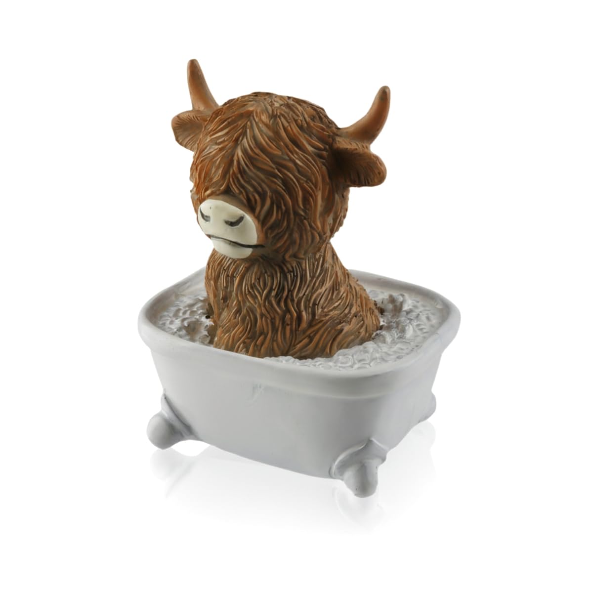 Lotsdonxia Funny Highland Cow Bathroom Figurine – Humorous Resin Ornament with Toilet & Bathtub Decor Options, Farmhouse Style Shelf Accent