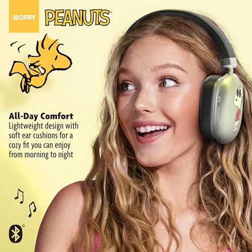 Image of SOAR Peanuts Active Noise Cancelling Wireless Headphones Silver- Snoopy