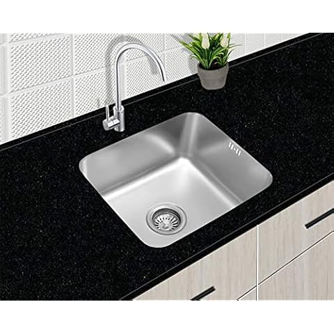 Omeere 54 x 45 cm Under-Mounted Sink, 304 Stainless Steel, Material Thickness 0.8 mm, Square Kitchen Sink for Under-Mounted Sink Cover