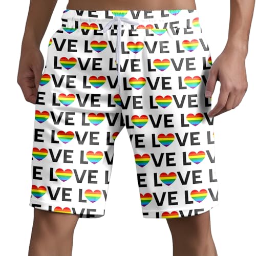 Generisch Pantalones cortos de ocio para hombre con diseño único para el verano, perfectos para vacaciones y ocio, estampado completo, con práctico bolsillo para corbata, Blanco, S