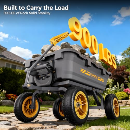 Image of CAMMOO 10-in NO-Flat Tires 900lb Garden Dump Cart Wheelbarrow Garden Wagon