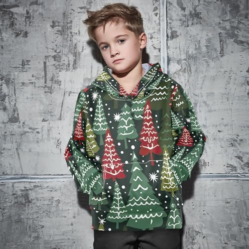 Kids Hoodies Sweaters Christmas Xmas Trees Hooded Sweatshirts with Big Pockets for Boys Girls B0400330 5
