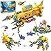 HOGOKIDS 3 Styles City Submarine Building Set with LED Light, Ocean Exploration Yellow Sub Toy with 2 Sharks, Whale Skeleton and Ray Drone, Birthday for Kids Boys Girls 6-12+