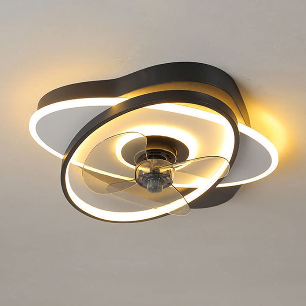 Ventilateur de plafond noir avec lampe LED dimmable et télécommande pour salon