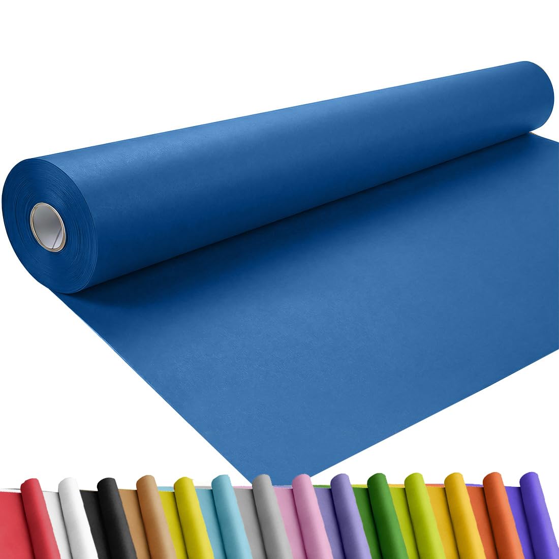 SMART&amp;CASUAL 48" x 1,500" (125') Blue Kraft Craft Paper Roll for Gift Wrapping Bulletin Board Bouquet Flower Art Packing Parcel Table Covering 80GSM 55LB (Blue, 48" x 125')