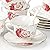 Foraineam Tea Cup and Saucer Set of 6, Porcelain Ivory Rose Tea Cups with Saucers and Spoons, 6 oz Floral Coffee Cup Set with Gold Trim, Latte Cups and Espresso Mug for Tea, Latte and Coffee Drinks