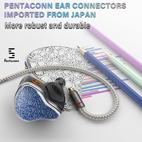 Image of BASN Bmaster5 In Ear Monitors, 1DLC Diaphragm+4BA 5 Drivers IEM Earphones with Silver-plated OFC Cable, Noise Isolation Wired Earbuds for Musicians (Baltic Blue)