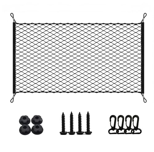 Gepäcknetz Auto,110x60cm Kofferraum Netztasche Ausziehbar auf 140x100cm Trennnetz Kofferraumnetz Auto Netz Kofferraum Gepäcknetz Wohnmobil Ladungssicherungsnetz für Meisten Fahrzeugtypen