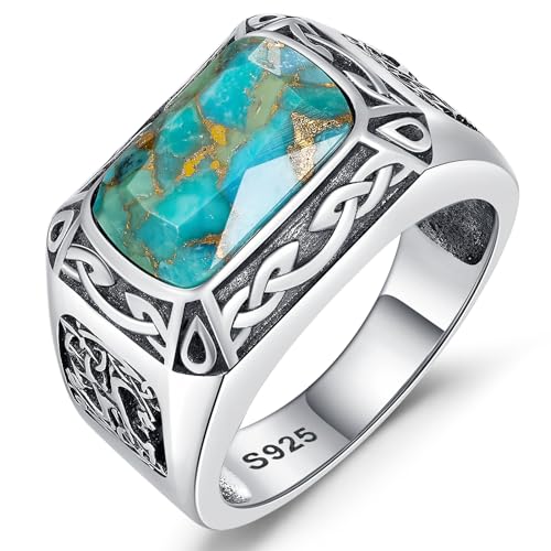 La mejor selección de Anillos de Turquesa del mes. 41 Yaresul turquesa turquesa | Anillos de ónix negro para hombre, anillos de plata de ley 925 para hombres, anillos de turquesa para hombre, cruz engastada en el bisel, dragón...