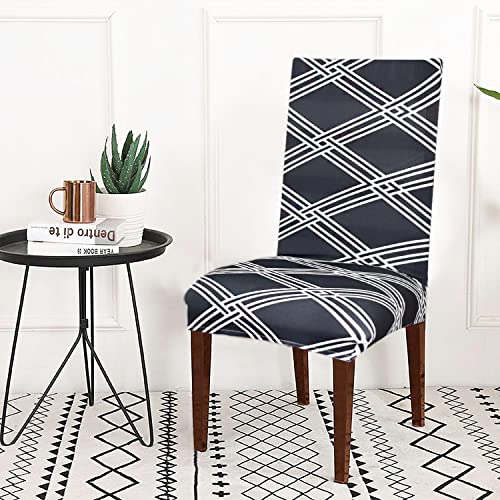 Image of Magical Universal Elastic Premium Stretchable Magic Slipcover Stretch Dining Table Room Chair Covers Protector Set of 4 Piece Seater India (Linen Black)