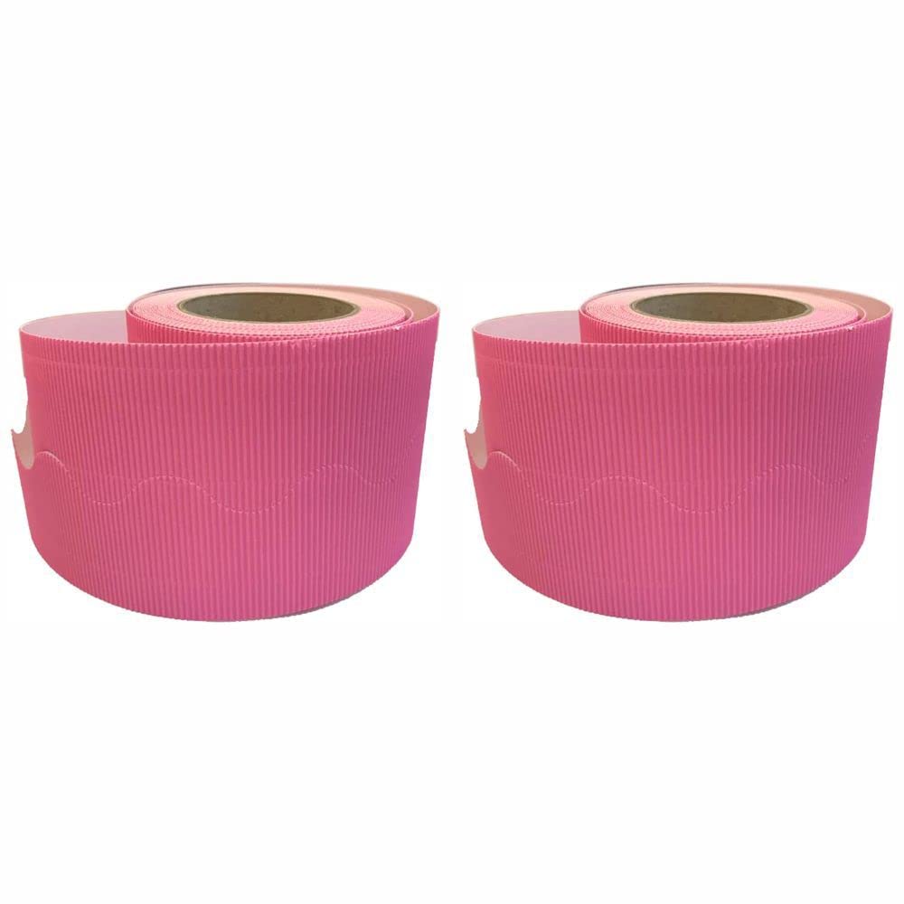3 Ace Crafts (Pack of 2) Corrugated Display Borders Roll (Candy Pink) Size 57mm x 15m - School Classroom Decoration, Bulletin Boards & Crown Making Crafts, Scalloped Edge Border Rolls Fade Resistant — image 1