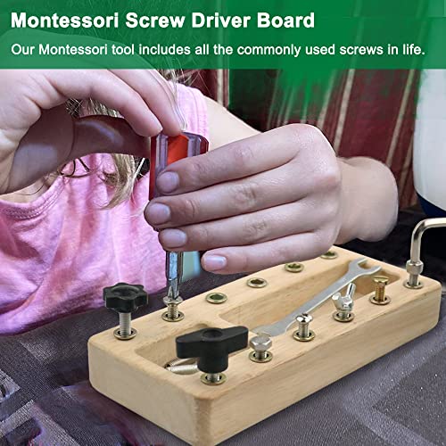 Inslat Montessori Screwdriver Board Set, Wooden Montessori Toy Tool for 3 4 5 Year Old Kids, Educational Screw Board Sensory Learning Toys STEM Fine Motor Skills Toys - Image 6