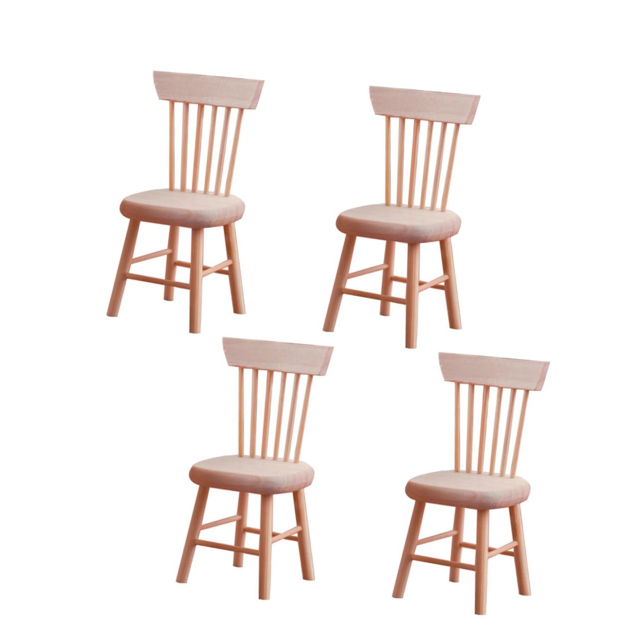 TOYANDONA 4pcs Miniature Chair Toys Wooden Ornaments Mini Chairs for Doll House Micro World Supplies Wooden Furniture Dolls Accessories