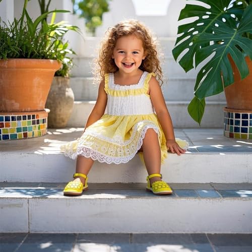 Image of THEE BRON Toddler Floral Cutout Closed Toe Sandals for Girls Breathable Summer Shoes