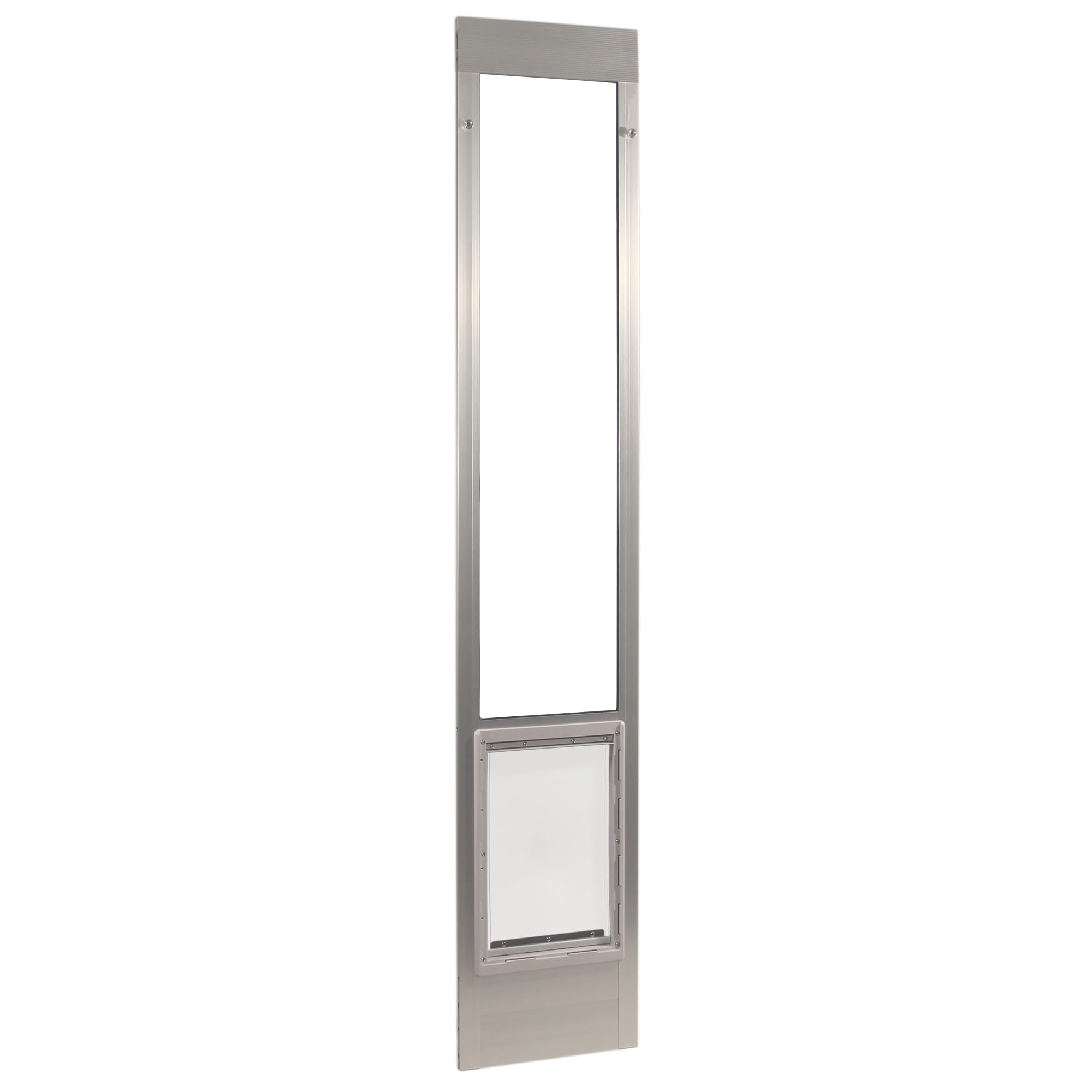 Aluminum Pet Patio Door, Adjustable Height 77-5/8" to 80-3/8", 10-1/2" x 15" Flap Size, Mill/Silver