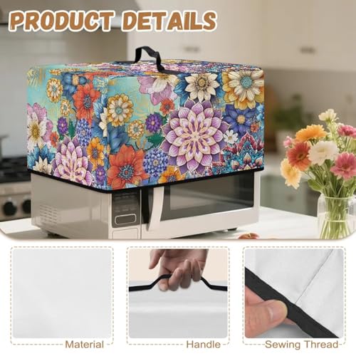 Image of Air Fryer Toaster Oven Dust Cover, Protective Countertop Microwave Oven Cover for Home Indoor Decor, S, 18.25 x 14.5 x 11 Inches, Bohemian Flower