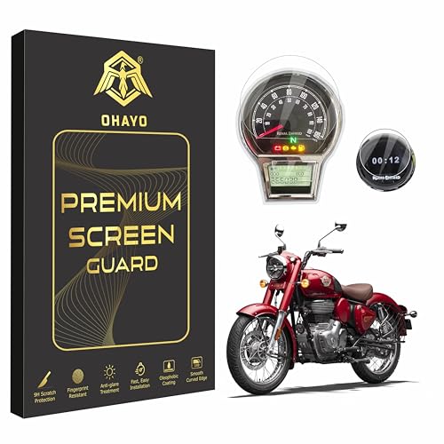 Image of OHAYO 9H Hard Screen Protector for Royal Enfield Classic 350 (2025+) with Tripper Navigation Display | 4 Inch Instrument Cluster Protection Film | Scratch Resistant, Military Strength, HD Clear, Anti Fingerprint | Not Tempered Glass