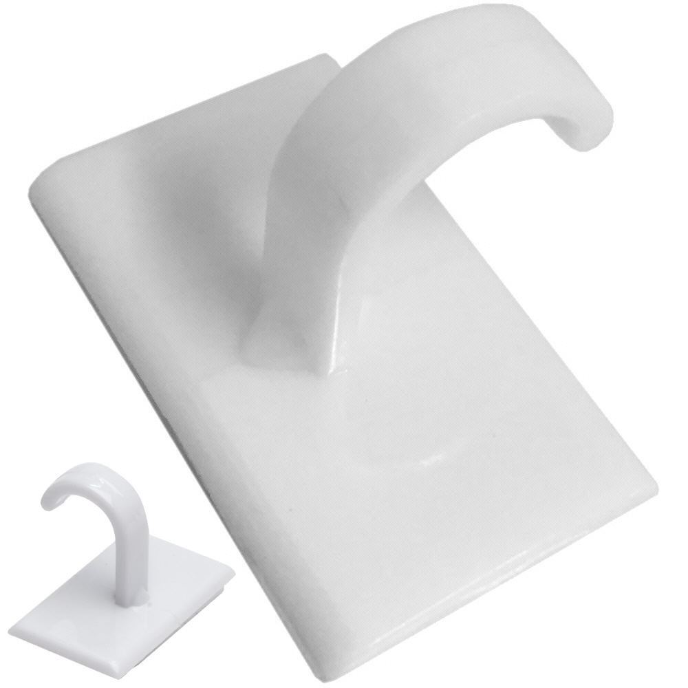 Fort Fasteners White Cup Hooks, Plastic, Self Adhesive 32Mm X 20Mm X 25Mm 5 Hooks