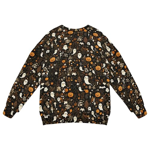 JUNZAN Halloween Ghosts Pumpkins Autumn Kids Boys Hooded Sweatshirt Fleece Sweatshirts for Boys Camping 4T2