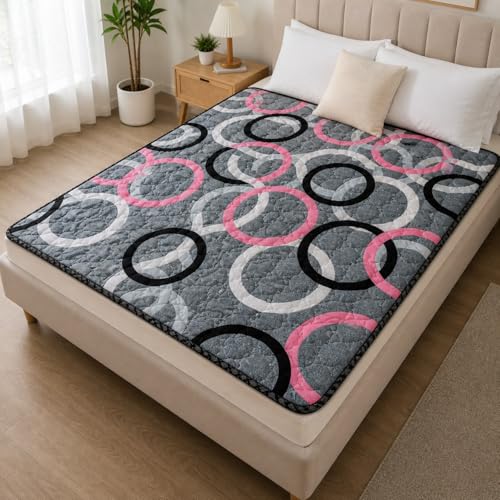 Image of K25 Cotton Floor Bed Mattress with High-Density Foam for Extra Bedding | Lightweight Reversible Portable Rolling Mat for Travel Yoga Outdoor & Camping (Size: 72x72x0.8 Inch, Multicolor)