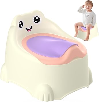 Potty Training Toddler Toilet, Baby Potty Chair Toilet Seat for Kids Boys Girls for Toddlers with Splash Guard Non-Slip Removable Bowl for Ages 1-6 Childrens Pink